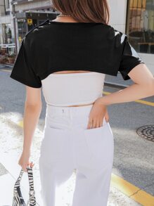 DAZY Top Corto Sólido Sin Top De Tirantes - Negro - Ver 2