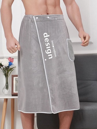 1pc Men Letter Embroidered Bath Wrap Towel Summer Wedding Home Bathroom Decor Back To School