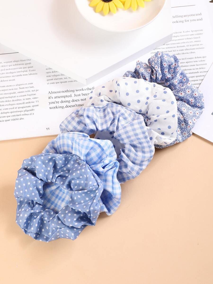 5 件装 幼儿女孩格子发带，圣诞节 - 彩色 - 查看 1