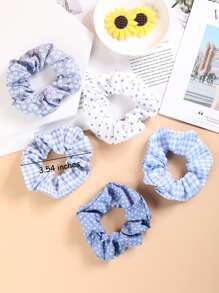 5 件装 幼儿女孩格子发带，圣诞节 - 彩色 - 查看 3