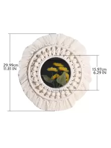 1 件装流苏挂墙镜、波西米亚风格镜子、装饰镜、用于墙面装饰的波西米亚风格镜子、墙面镜、圆形镜子、大镜子、用于墙面装饰的浴室镜子、用于墙面装饰的圆形镜子、波西米亚风格流苏圆形手工装饰亚克力镜，适用于公寓客厅卧室婴儿房家居装饰、家居装饰、房间装饰、墙面装饰 - 米色 - 查看 4