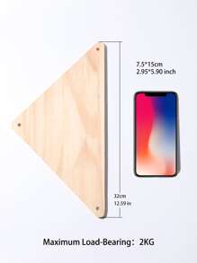 1 pieza de marco de pared flotante de madera tejido a mano, panel colgante triangular para colgar en la pared, estantes decorativos de pared bohemios, adecuados para dormitorios, plantas, salas de estar, oficinas