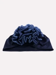 1 pieza de gorro de pañuelo elástico para mujeres con diseño floral para gorro de cabello o turbante - Azul Marino - Ver 4