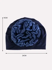 1 pieza de gorro de pañuelo elástico para mujeres con diseño floral para gorro de cabello o turbante - Azul Marino - Ver 3