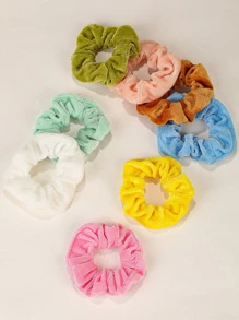 50 cái Bé Gái Mới Biết Đi Màu Ngẫu Nhiên Nhung Scrunchie - Nhiều màu - Xem 2