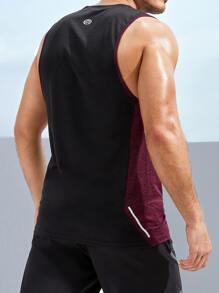 Manfinity Fitness Men Colourblock Sports Tank Top - Maroon - View 2
