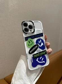Smile & Letter Graphic Clear Phone Case Compatible With IPhone 11,IPhone 13,IPhone 14 Pro Max - Multicolor - View 2