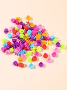 小女童80入組花朵形狀髮爪 - 彩色 - 查看 2