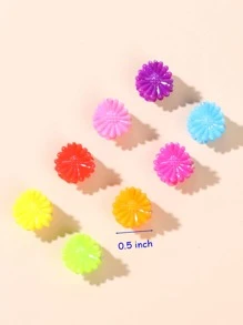 小女童80入組花朵形狀髮爪 - 彩色 - 查看 3