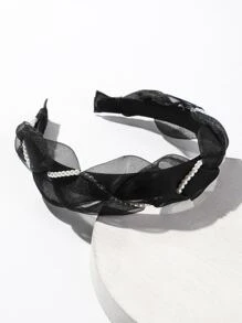 Faux Pearl Decor Headband For Daily Use For Girls Hairstyles Casual Elegant,Hairband,Hair Hoop,Hair Accessories Headbands, Black Head Accessories - Black - View 6