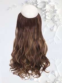 Synthetic 5 Clip In Hair Extensions Long Curly Hairstyle Hairpiece Brown Golden 24 Inch Natural Wig For Women - Two-Tone - View 5