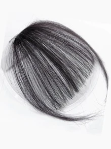 Short Straight Synthetic Hair Bangs With Sideburns - Black - View 2