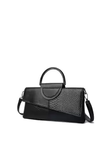 Crocodile Embossed Top Handle Flap Square Bag