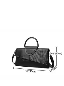Crocodile Embossed Top Handle Flap Square Bag