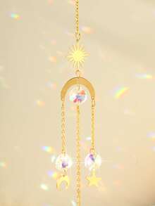 Dây treo tường hình mặt trăng và ngôi sao, Trang trí nhà cửa, Trang trí phòng, Trang trí tường - Vàng - Xem 3