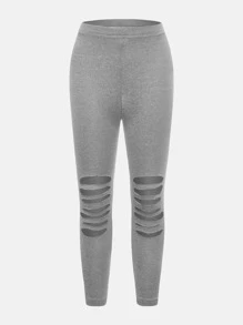 Toddler Girls Cut Out Leggings - Light Grey - View 1