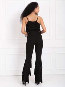 RueChic Fringe Trim Crop Cami Top - Black - View 2