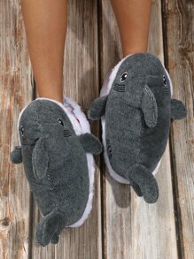 Shark Design Novelty Slippers - Grey - View 4