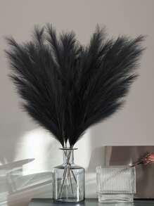 1 件 9 枝人造蒲苇 27.6 英寸黑色人造芦苇蓬松人造假花波西米亚风格装饰，适用于婚礼派对装饰、家庭客厅卧室装饰、花瓶布置、DIY 摄影道具、假植物、秋季装饰、房间、书桌、花园装饰、房间装饰用品、情人节、礼物、秋季装饰、秋季 - 黑色 - 查看 3