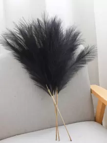 1 件 9 枝人造蒲苇 27.6 英寸黑色人造芦苇蓬松人造假花波西米亚风格装饰，适用于婚礼派对装饰、家庭客厅卧室装饰、花瓶布置、DIY 摄影道具、假植物、秋季装饰、房间、书桌、花园装饰、房间装饰用品、情人节、礼物、秋季装饰、秋季 - 黑色 - 查看 5