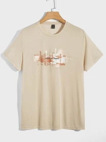 Manfinity RebelGame Men Slogan Graphic Tee - Khaki - View 1