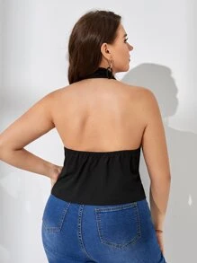 SHEIN Privé Plus Halter Neck Backless Vest Blazer - Black - View 2