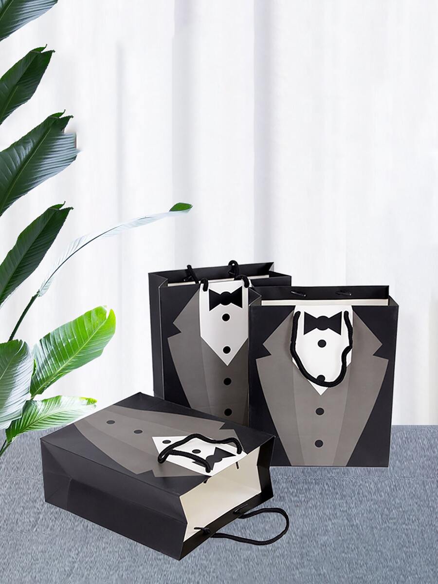 1pc Suit Print Gift Bag, Cartoon Clothes Design Gift Wrapping Bag For Party, Wedding - Multicolor - View 1