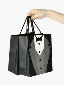 1pc Suit Print Gift Bag, Cartoon Clothes Design Gift Wrapping Bag For Party, Wedding - Multicolor - View 2