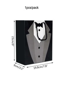 1pc Suit Print Gift Bag, Cartoon Clothes Design Gift Wrapping Bag For Party, Wedding - Multicolor - View 4