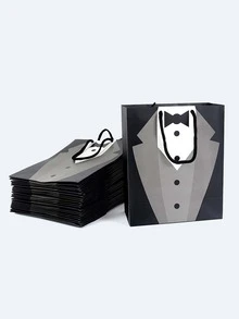 1pc Suit Print Gift Bag, Cartoon Clothes Design Gift Wrapping Bag For Party, Wedding - Multicolor - View 5