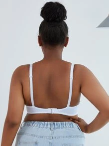 Solid Color Plus Size Lace Bra With Thin Cup, Sexy And Comfortable Women's Underwear - White - View 2