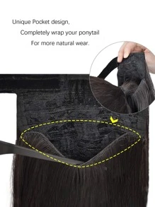 直長馬尾接髮 26英寸環繞式合成馬尾髮片馬尾接髮假髮女女孩 - Light Brown - 查看 3