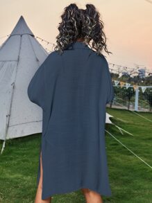 Button Front Split Kimono
