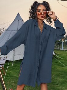 Button Front Split Kimono