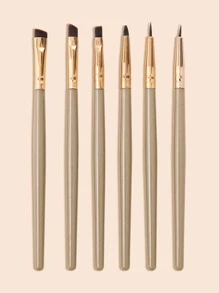 MAANGE 6pcs Professional Facial Brush Set,Eyeliner Brush,Eyebrow Brush,Detail Brush,Lip Brush,Makeup Tools With Soft Fiber For Easy Carrying,Brush For Travel,Brush Set,Makeup Brush Kit,Make Up Brush Set,Make Up Set Complete,Makeup Brush Set,Complete Makeup Kit,Brush Kit,Brushes Makeup Set,Makeup Gift Set,Set - Brown - View 2
