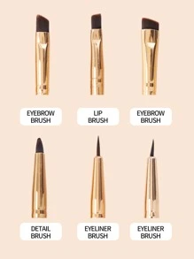 MAANGE 6pcs Professional Facial Brush Set,Eyeliner Brush,Eyebrow Brush,Detail Brush,Lip Brush,Makeup Tools With Soft Fiber For Easy Carrying,Brush For Travel,Brush Set,Makeup Brush Kit,Make Up Brush Set,Make Up Set Complete,Makeup Brush Set,Complete Makeup Kit,Brush Kit,Brushes Makeup Set,Makeup Gift Set,Set - Brown - View 3