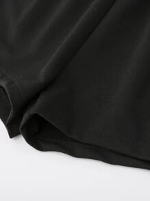 SHEIN Tween Girl Figure And Letter Graphic Tee With Shorts - Multicolor - View 5