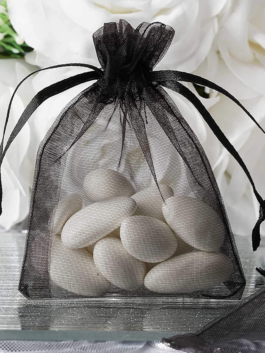 20 Cái/lốc Đàn Organ Tặng Trang Sức Dây Rút Túi Cưới Kẹo Giáng Sinh Tặng Túi Trang Sức Quy Cách Đóng Gói - màu đen - Xem 1