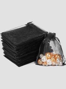 20 Cái/lốc Đàn Organ Tặng Trang Sức Dây Rút Túi Cưới Kẹo Giáng Sinh Tặng Túi Trang Sức Quy Cách Đóng Gói - màu đen - Xem 2