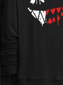 Manfinity Hombres Camiseta con estampado de dibujos animados - Negro - Ver 3