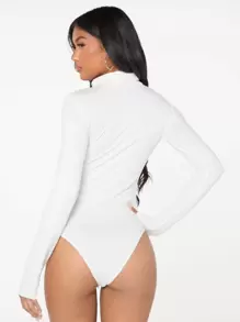 SHEIN BAE Body unicolor de cuello cisne - Blanco - Ver 3