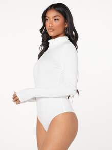SHEIN BAE Body unicolor de cuello cisne - Blanco - Ver 6