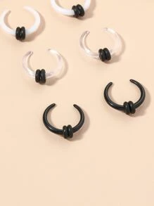 12 piezas/set Anillo de nariz minimalista Joyería de perforación de cuerpo punk de moda unisex - Blanco y Negro - Ver 4