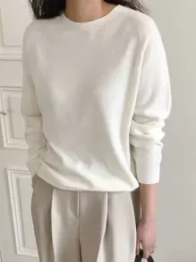 DAZY Suéter de cuello redondo con mangas raglán, blusas de manga larga, ropa de otoño