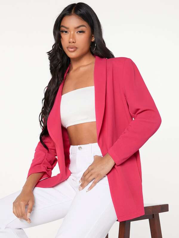 SHEIN evoluSHEIN Shawl Collar Solid Blazer SHEIN USA