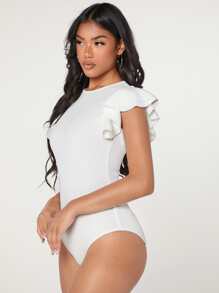 Firerie Layered Ruffle Detail Bodysuit - White - View 6