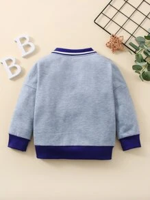 小男童字母圖案拼接邊POLO衫