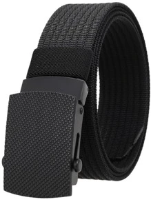 Men Automatic Buckle Tape Belt Boho Summer, School Casual, Business, Boyfriend Husband Father Dad Men Gift, Daily Wear, Fashion, Teen, Outdoor, Vacation, Athletic, Travel, Street, Boho, Vintage Fall, Autumn, Halloween Autumn-Winter Accessories,Suitable For Teens, Youth,Men,Casual, Outdoor, Athletic, Vacation, Graduation Gifts, Birthday, Daily Wear - Black - View 1