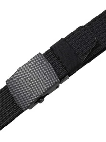 Men Automatic Buckle Tape Belt Boho Summer, School Casual, Business, Boyfriend Husband Father Dad Men Gift, Daily Wear, Fashion, Teen, Outdoor, Vacation, Athletic, Travel, Street, Boho, Vintage Fall, Autumn, Halloween Autumn-Winter Accessories,Suitable For Teens, Youth,Men,Casual, Outdoor, Athletic, Vacation, Graduation Gifts, Birthday, Daily Wear - Black - View 3