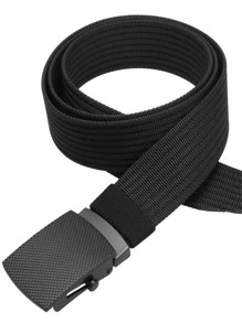 Men Automatic Buckle Tape Belt Boho Summer, School Casual, Business, Boyfriend Husband Father Dad Men Gift, Daily Wear, Fashion, Teen, Outdoor, Vacation, Athletic, Travel, Street, Boho, Vintage Fall, Autumn, Halloween Autumn-Winter Accessories,Suitable For Teens, Youth,Men,Casual, Outdoor, Athletic, Vacation, Graduation Gifts, Birthday, Daily Wear - Black - View 4